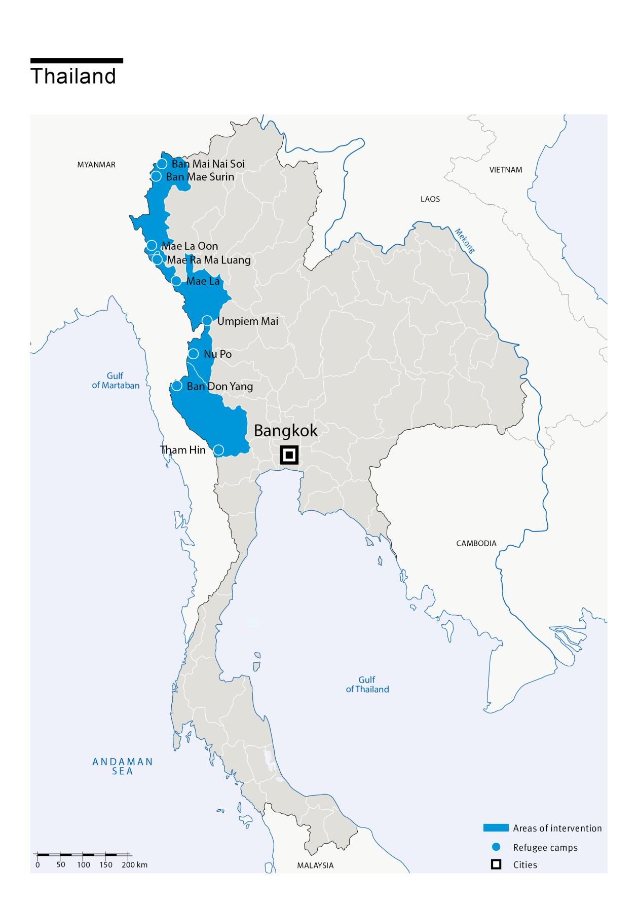 Map of Humanity & Inclusion's interventions in Thailand