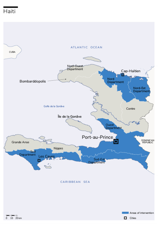 Map of Humanity & Inclusion's interventions in Haiti